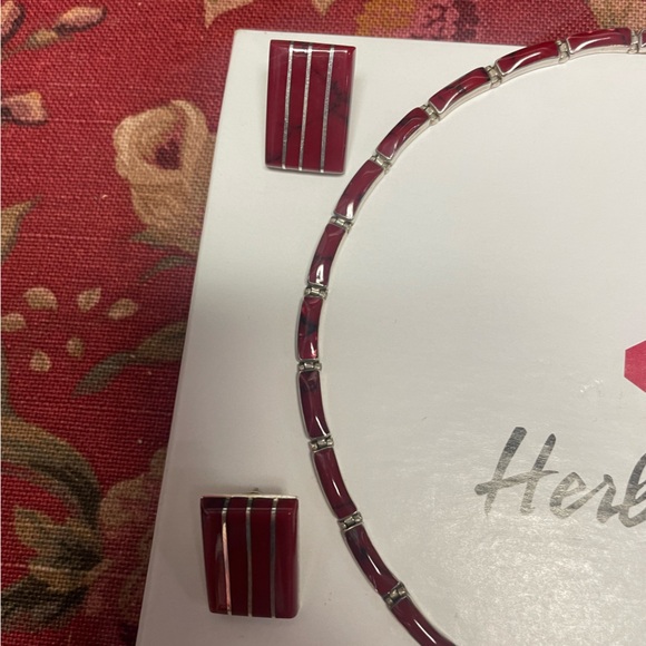 ❤️Beautiful Vintage 950 Red Jasper made in Mexico matching Jewelry Set - Picture 4 of 15